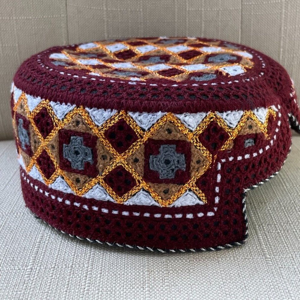 Handmade Men Hat Embroidery Cultural Round Cap Sindhi Hat New - Picture 4 of 10
